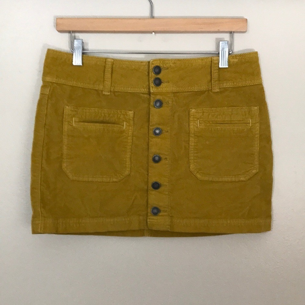 Free People Women's 28 Corduroy Mini Skirt Mustard 60s 70s